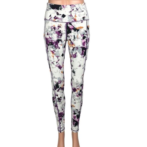IUGA Pockets Printed Crystal Purple Abstract Print Pocket Yoga Leggings Size S - Picture 1 of 8